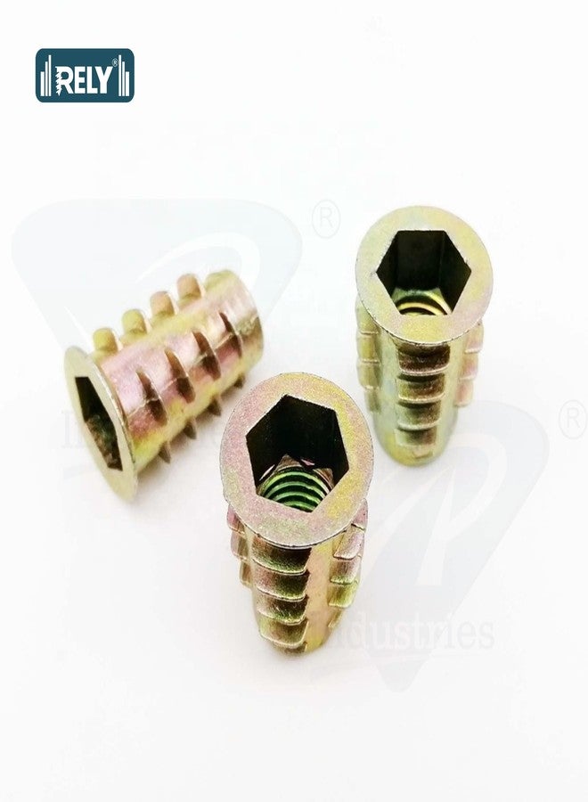RELY+ Rely®⇒VP INDUSTRIES (Pcs-100) M6x10 mm Wood Insert D-Nut Internal Thread Alloy Zinc | D-nut Hex Drive Head for Fixing and Connecting Screws Bolts Nuts,Furniture Mounting Fasteners - Image 2